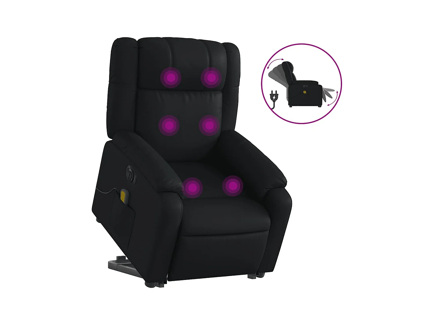 Fauteuil inclinable électrique-Chaise-Fauteuil de Massage noir similicuir SHL3845