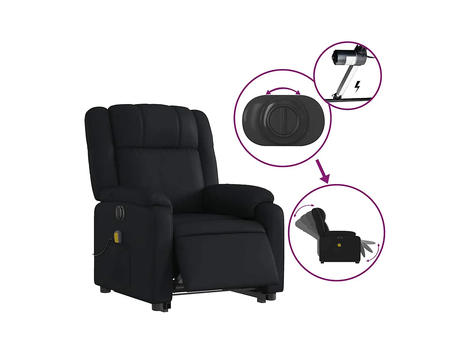 Sillón de salón | Silla | Sillón de masaje elevable eléctrico cuero sintético negro SHL2240