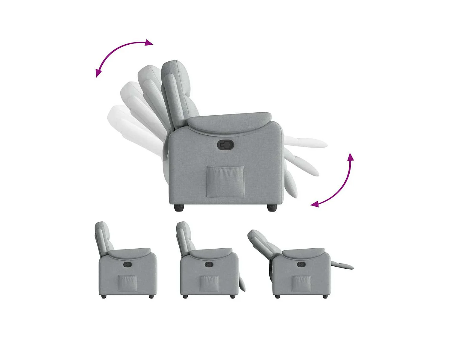 Sillón de relax | Sillón reclinable de tela gris claro SHL4073