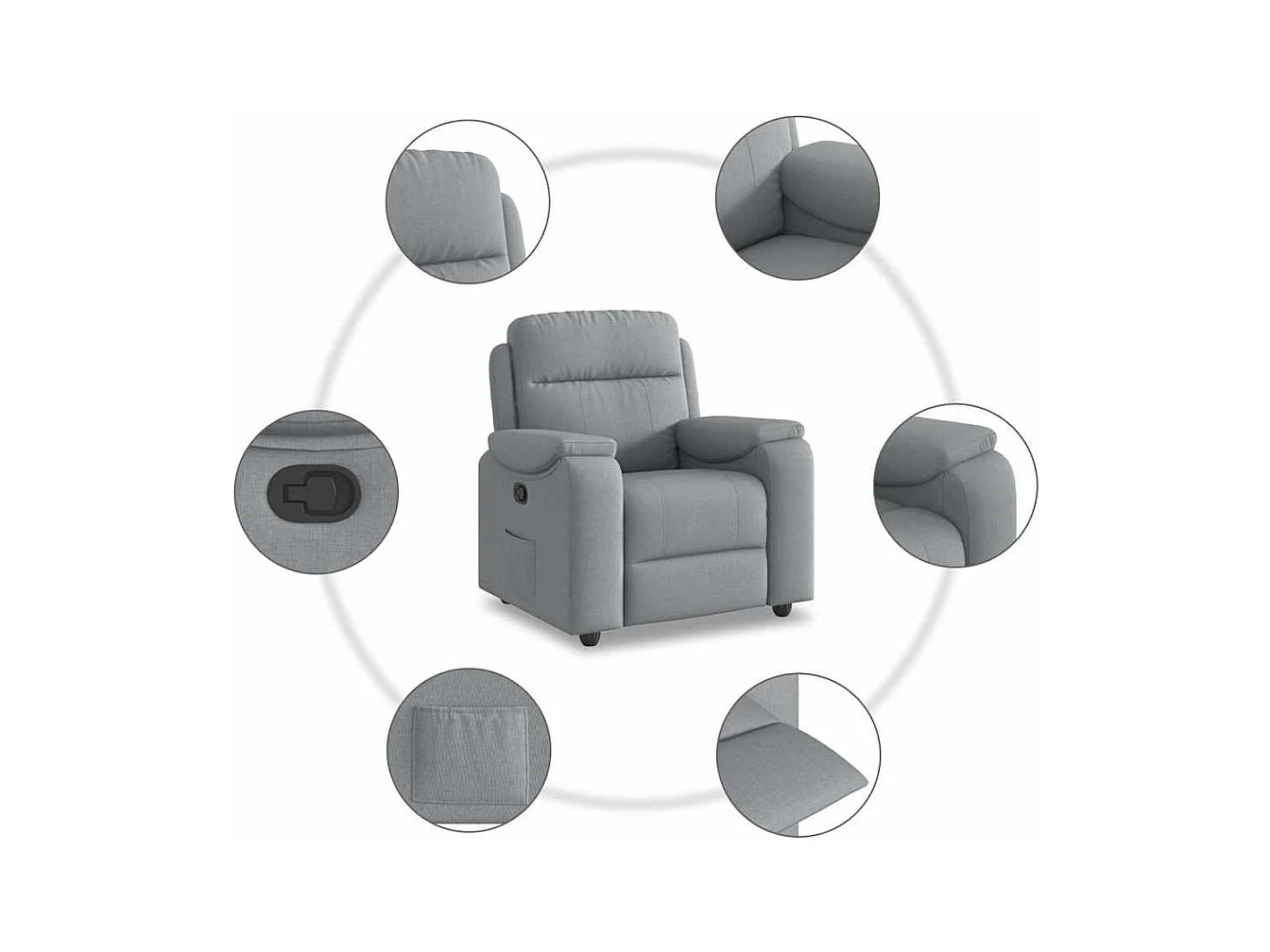 Sillón de relax | Sillón reclinable de tela gris claro SHL4073