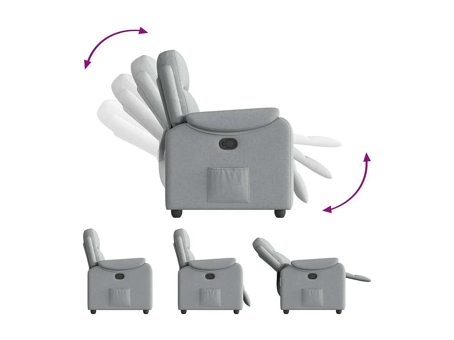 Sillón de relax | Sillón reclinable de tela gris claro SHL4073