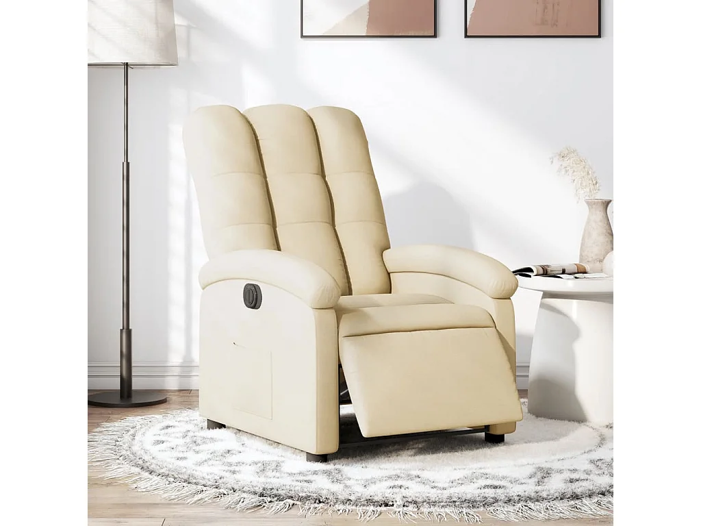 Relaxsessel Elektrisch | Lounge Sessel indoor Creme Stoff SHL83909