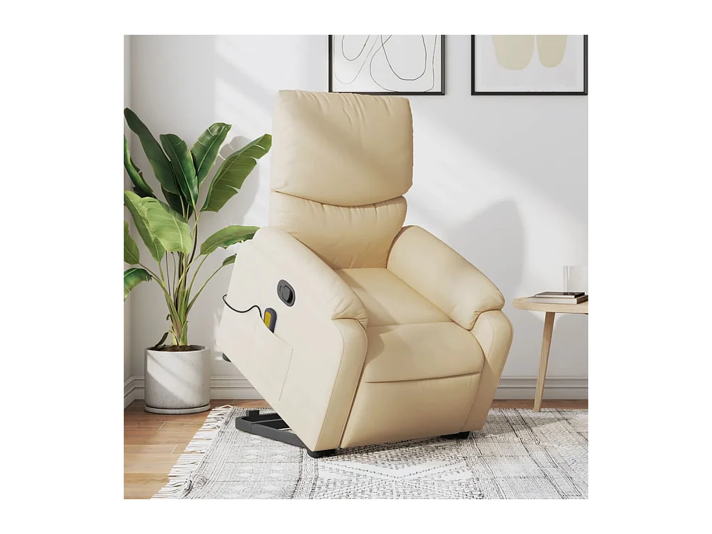 Silla de masaje reclinable de pie de tela color crema SHL7148