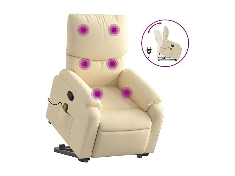 Fauteuil inclinable-Chaise de relax-Fauteuil de Massage Crème Tissu SHL1492