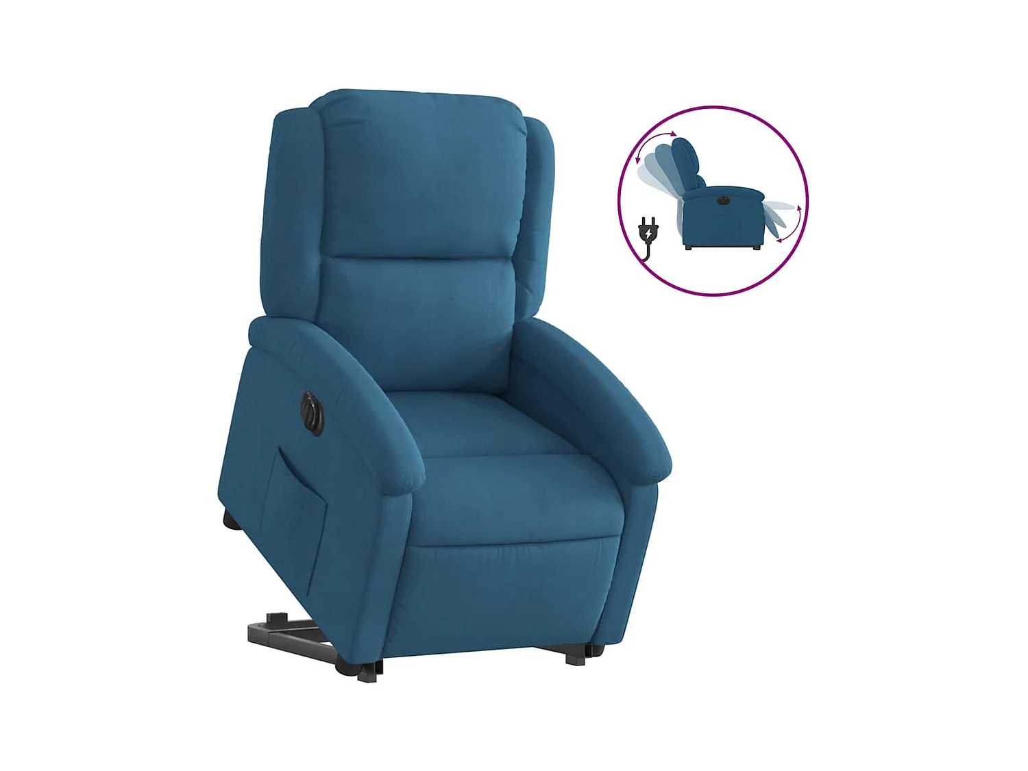 Silla de relax | Sillón eléctrico reclinable elevable de terciopelo azul SHL6490