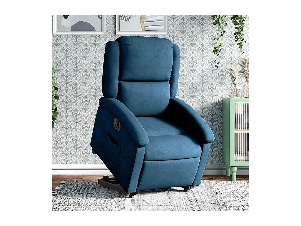 Silla de relax | Sillón eléctrico reclinable elevable de terciopelo azul SHL6490