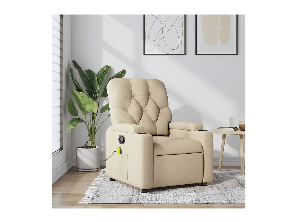 Fauteuil inclinable-Chaise de relax-Fauteuil de Massage crème tissu SHL2220
