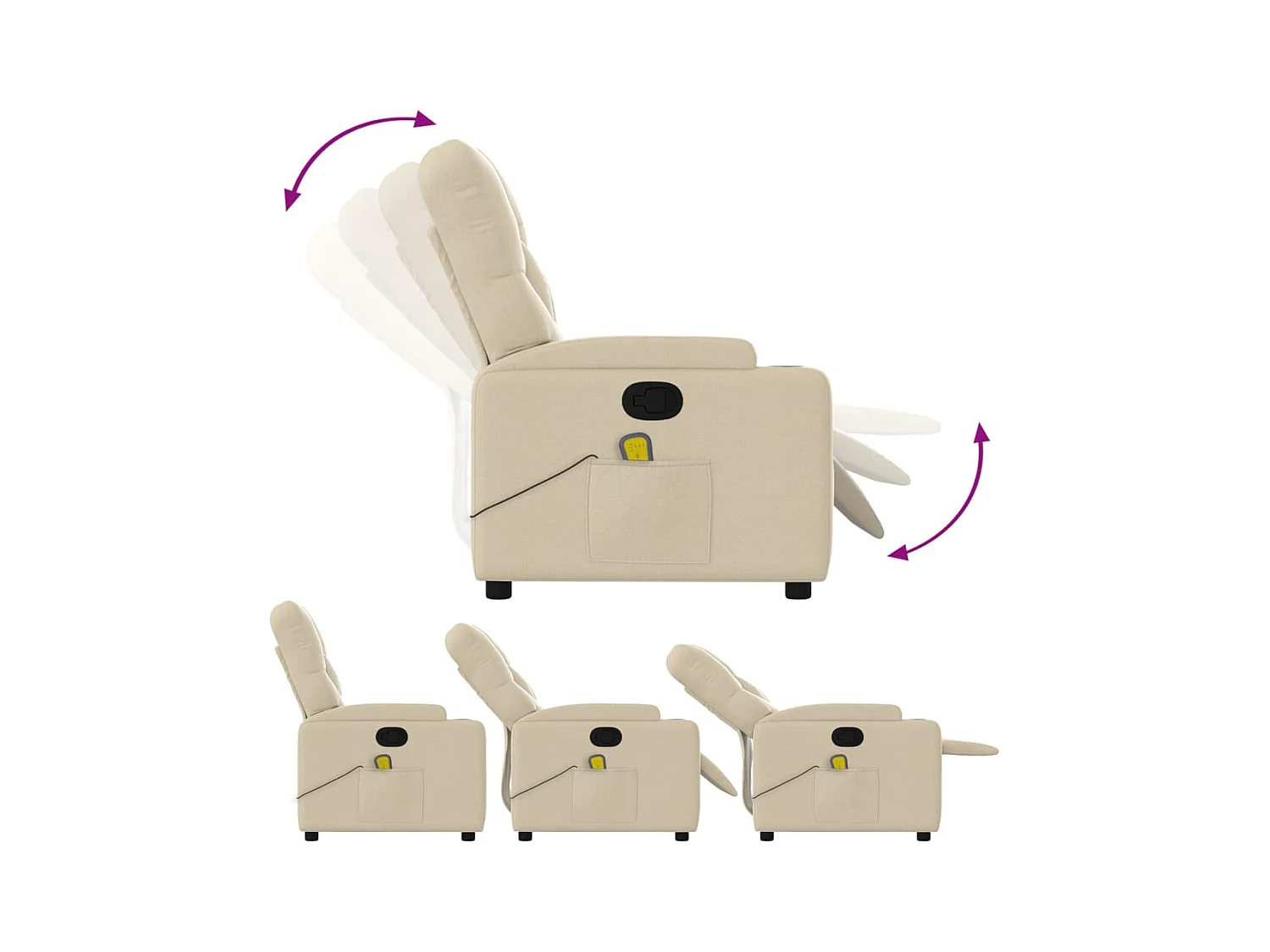 Fauteuil inclinable-Chaise de relax-Fauteuil de Massage crème tissu SHL2220