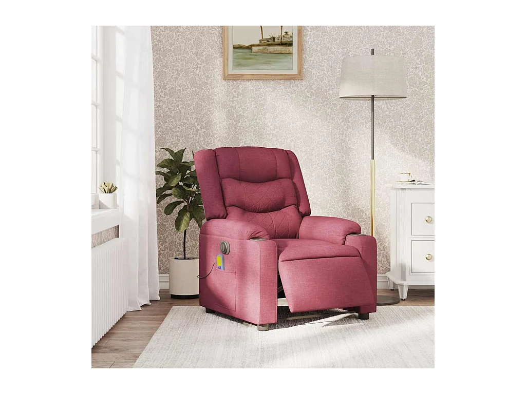 Fauteuil inclinable électrique-Fauteuil de massage de Salon Rouge bordeaux Tissu SHL5423