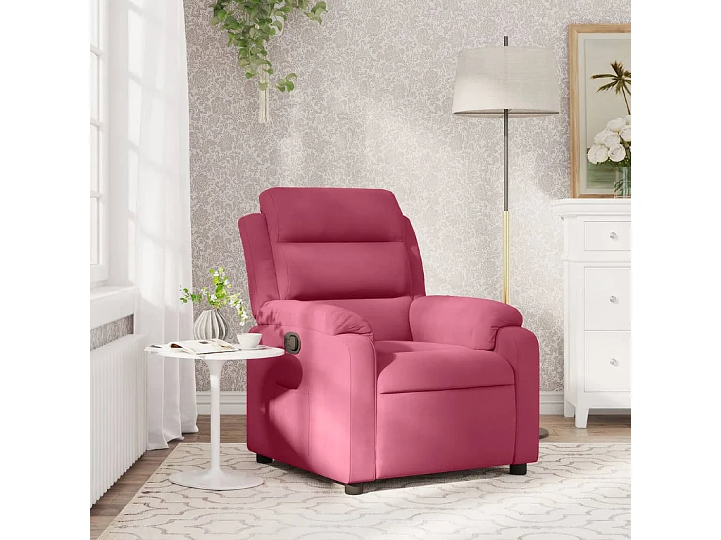 Fauteuil inclinable-Fauteuil salon rouge bordeaux velours SHL2663