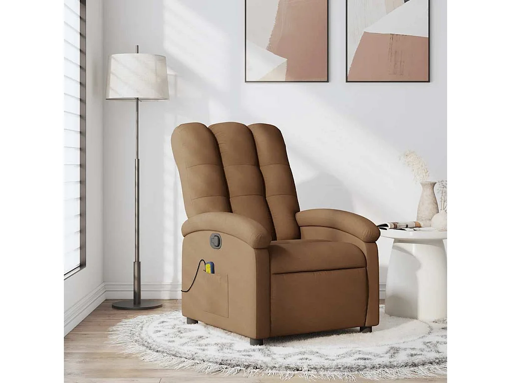 Fauteuil inclinable-Chaise de relax-Fauteuil de Massage Marron Tissu SHL4136