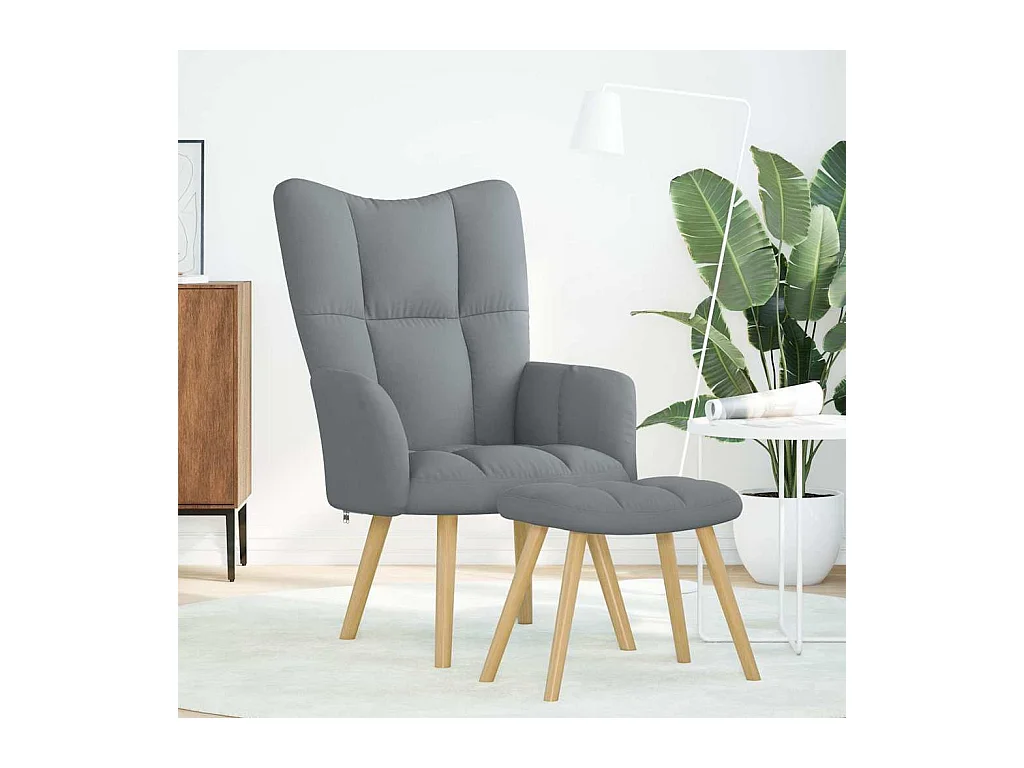 Sillón de relax | Silla de relax con taburete tela gris claro SHL4219