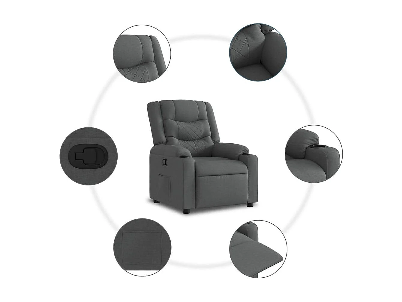 Relaxsessel | Lounge Sessel für Wohnzimmer Dunkelgrau Stoff SHL30915