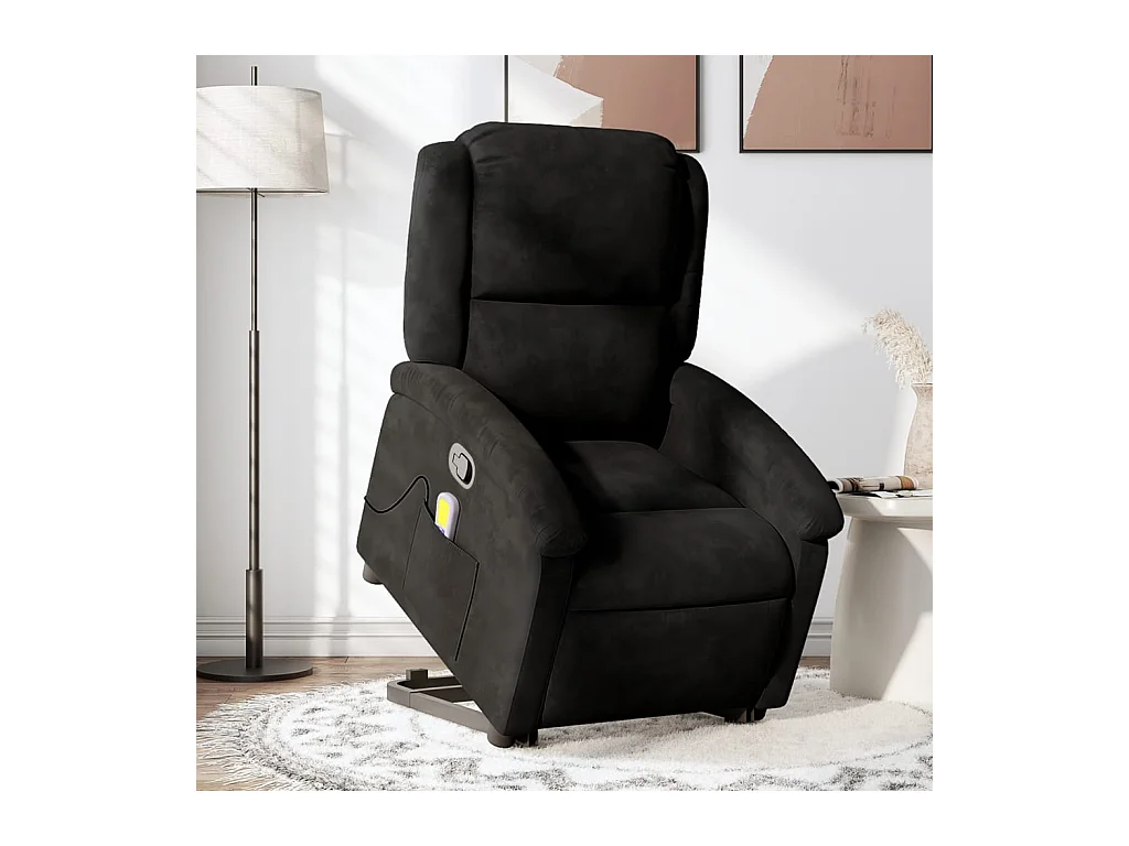 Sillón de relax | Sillón reclinable de masaje elevable terciopelo negro SHL8214
