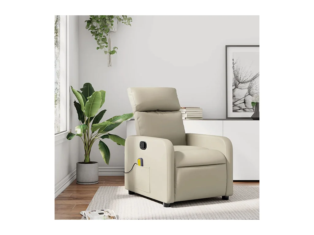 Sillón de relax | Sillón reclinable de masaje cuero sintético crema SHL7877