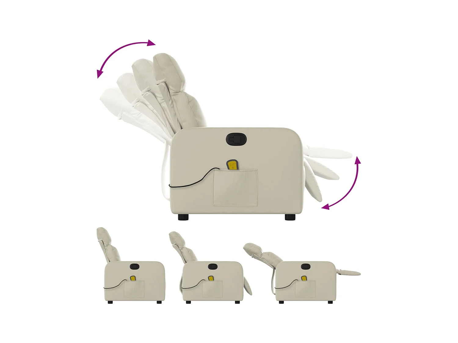 Sillón de relax | Sillón reclinable de masaje cuero sintético crema SHL7877