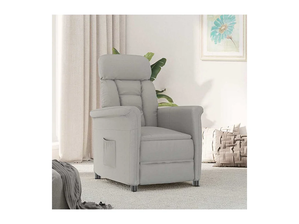 Fauteuil de salon-Fauteuil relax Light Grey Gris clair 70.5x96.5x95 cm tissu SHL4355