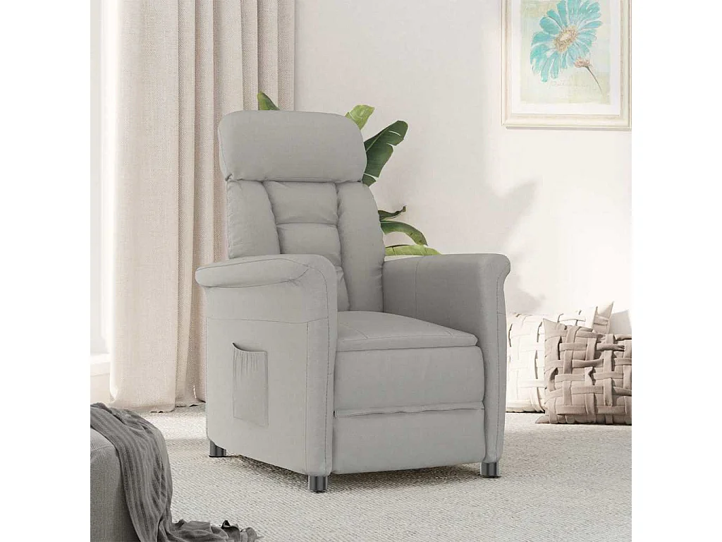 Fauteuil de salon-Fauteuil relax Light Grey Gris clair 70.5x96.5x95 cm tissu SHL4355