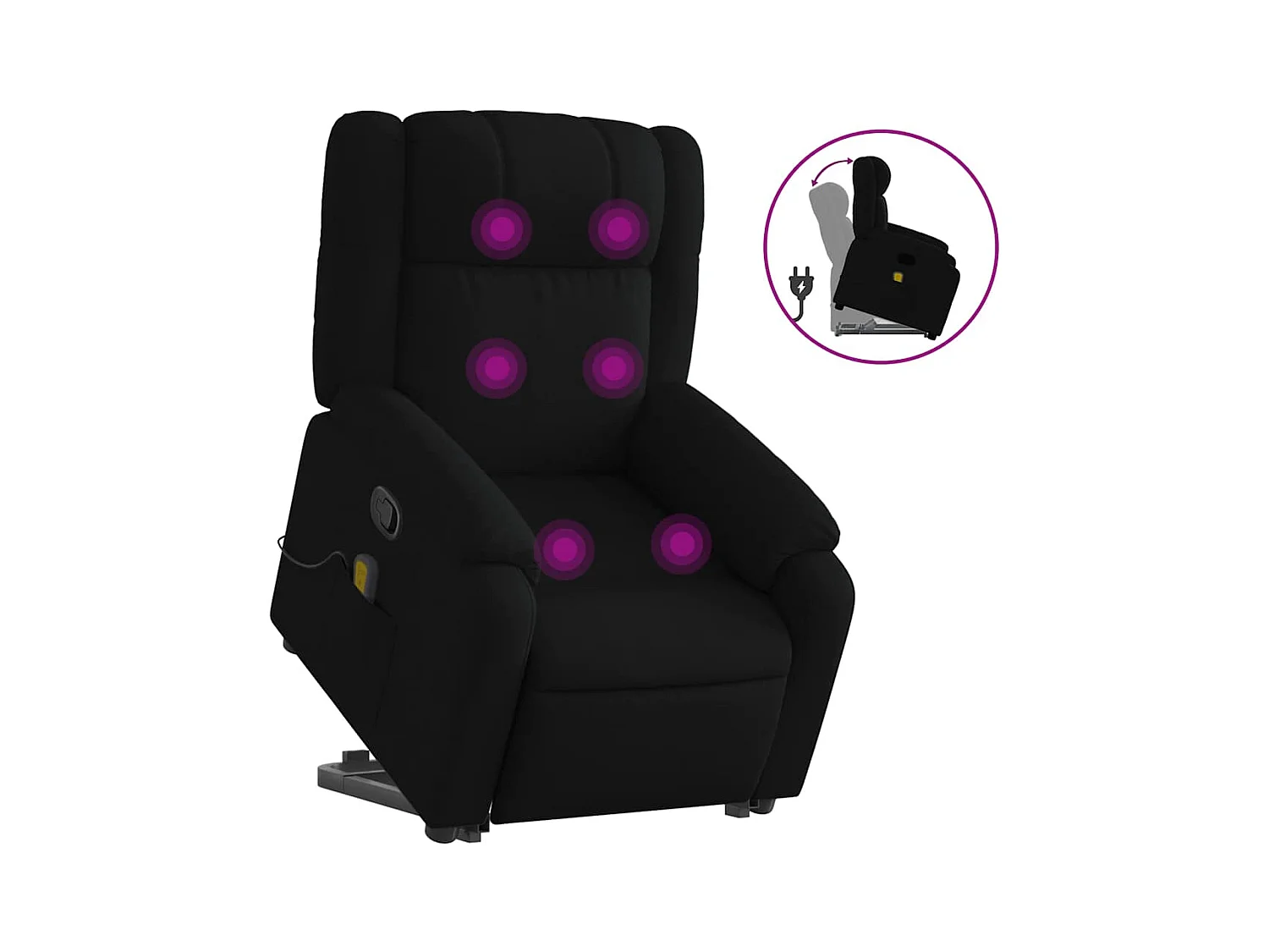 Fauteuil inclinable-Chaise de relax-Fauteuil de Massage Noir Tissu SHL1890