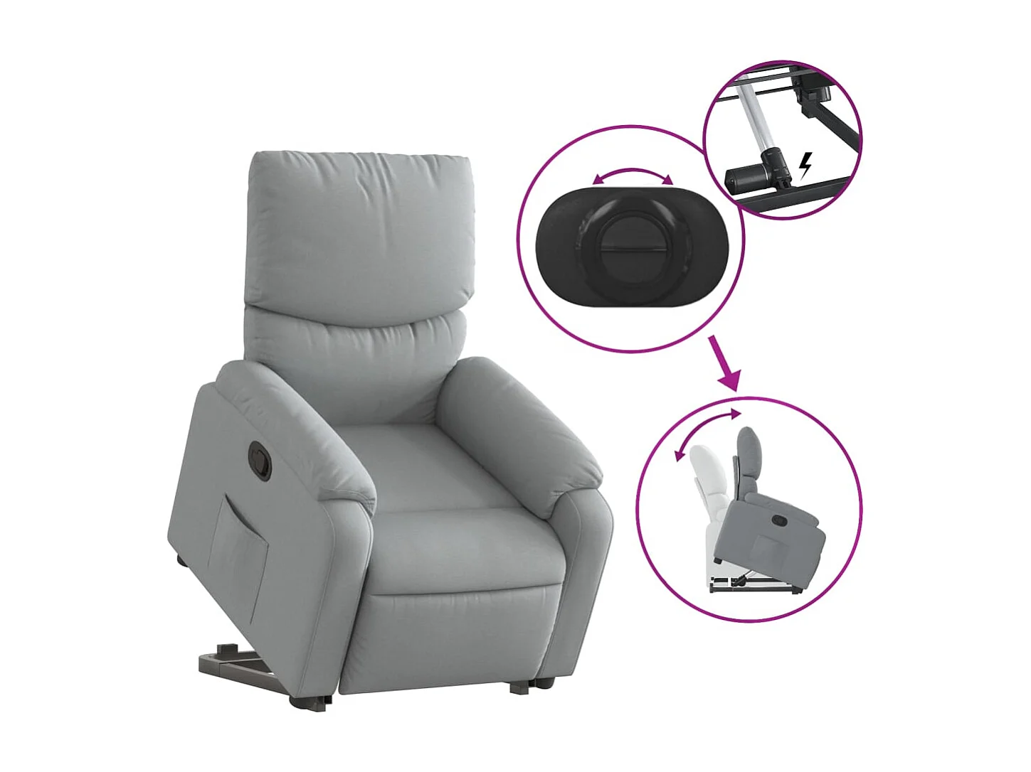 Fauteuil inclinable-Chaise de relax-Fauteuil TV Gris clair Tissu SHL4789