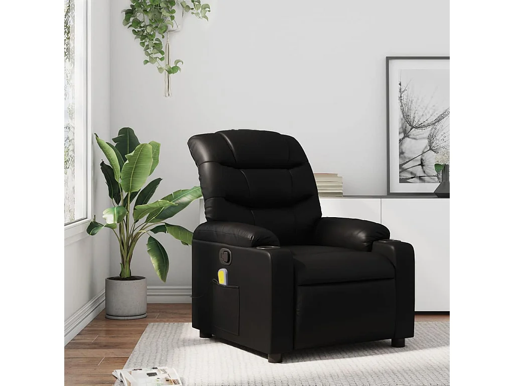 Massage-Relaxsessel | Lounge Sessel indoor Kunstleder Schwarz SHL74689