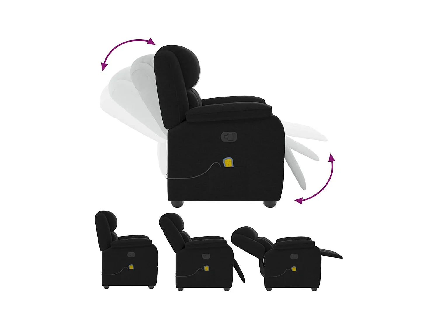 Sillón de relax | Sillón reclinable de masaje de tela negro SHL5519