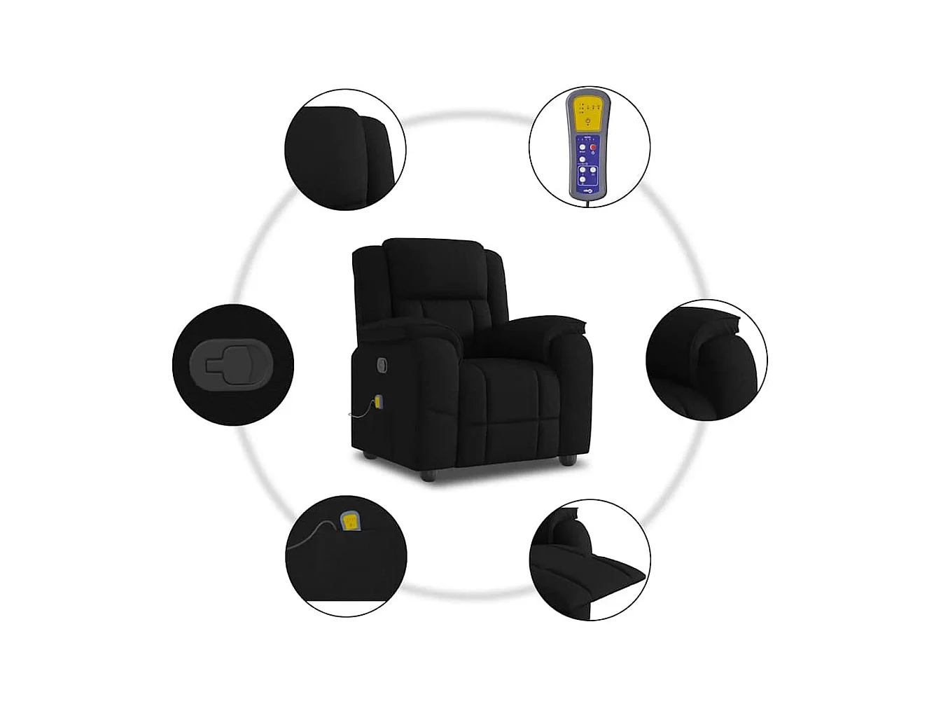 Sillón de relax | Sillón reclinable de masaje de tela negro SHL5519