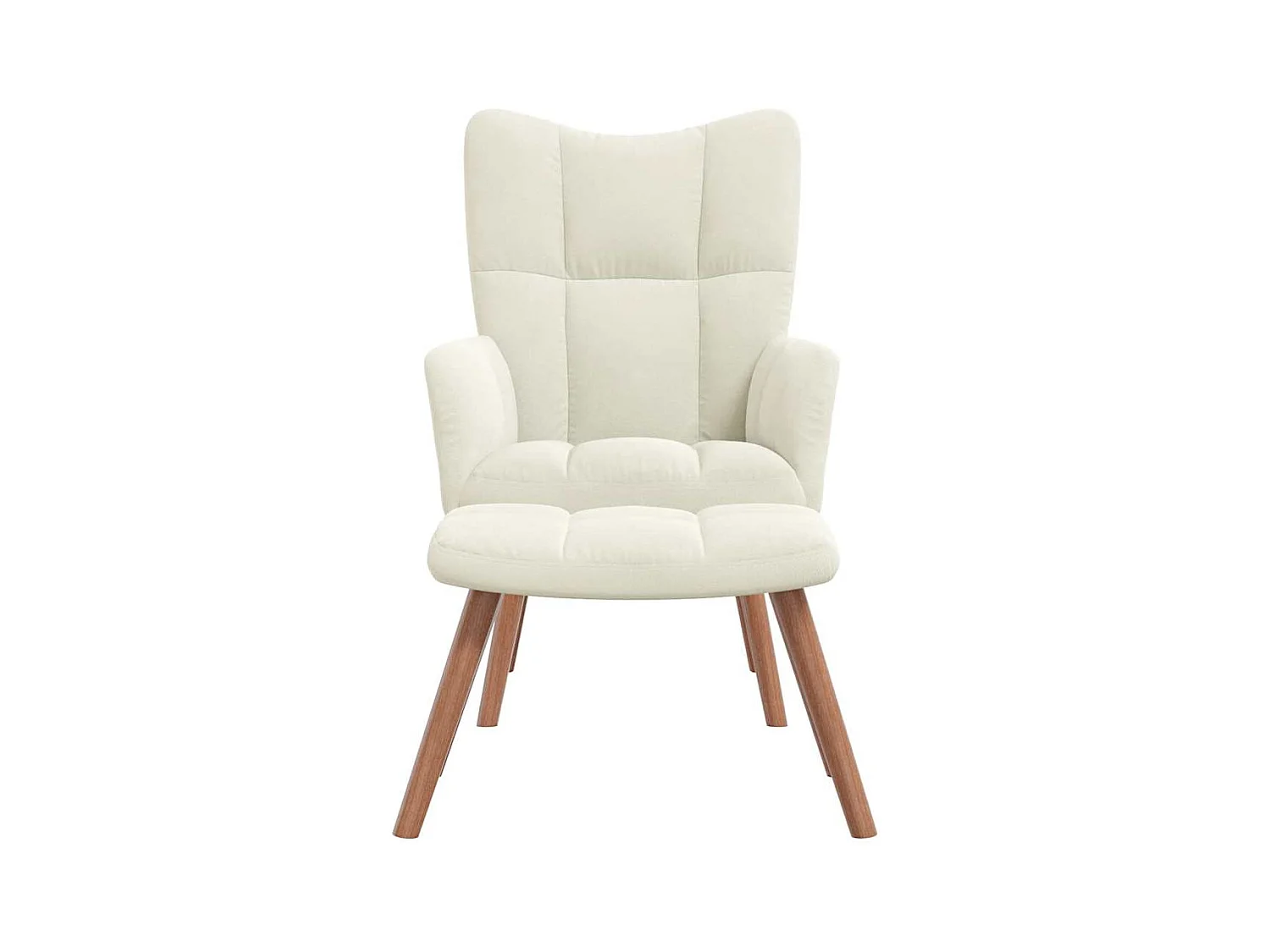 Sillón de relax | Silla de relax con taburete terciopelo blanco crema SHL3780