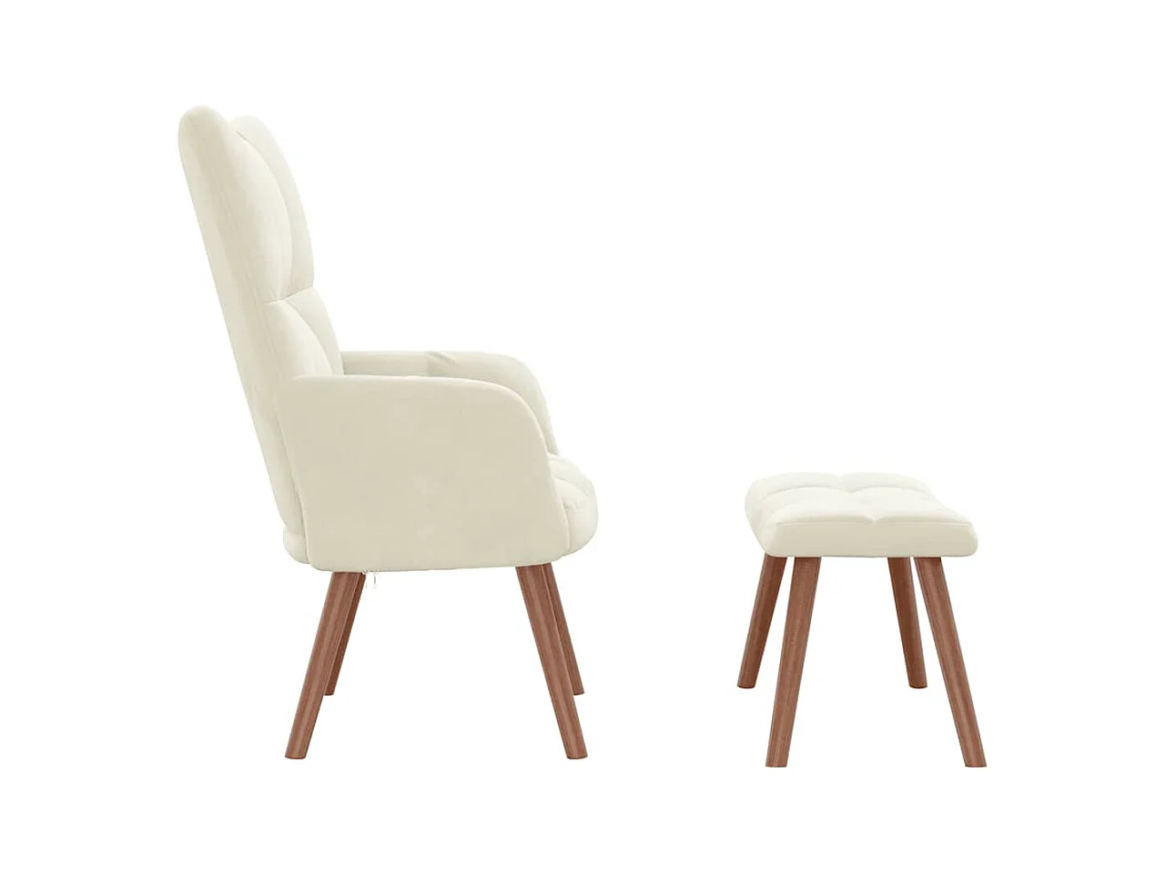 Sillón de relax | Silla de relax con taburete terciopelo blanco crema SHL3780