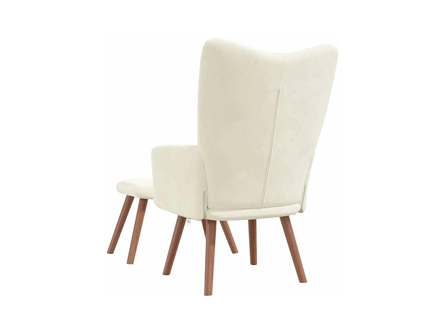 Sillón de relax | Silla de relax con taburete terciopelo blanco crema SHL3780