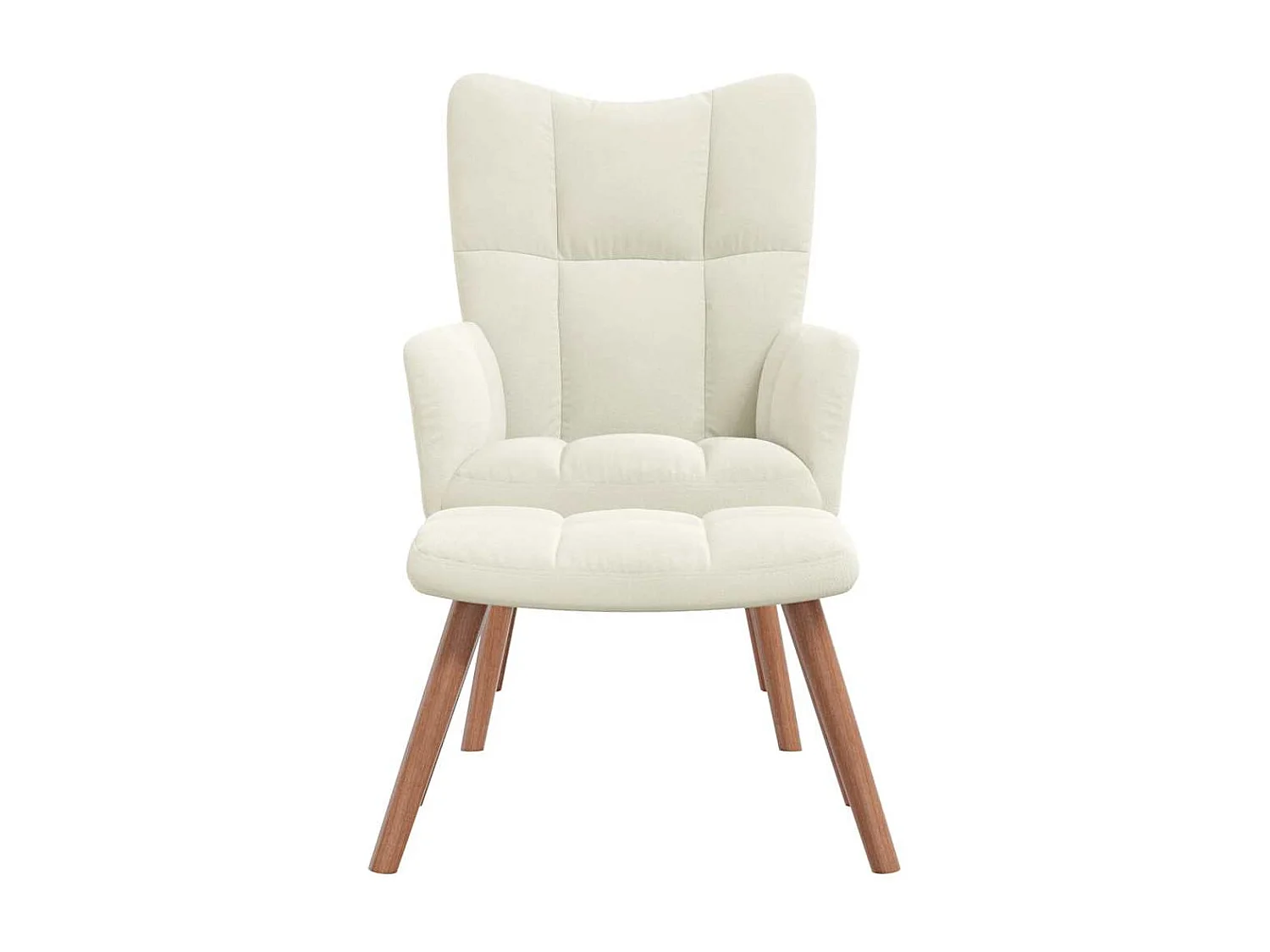 Relaxsessel mit Hocker | Lounge Sessel indoor Cremeweiß Samt SHL80082