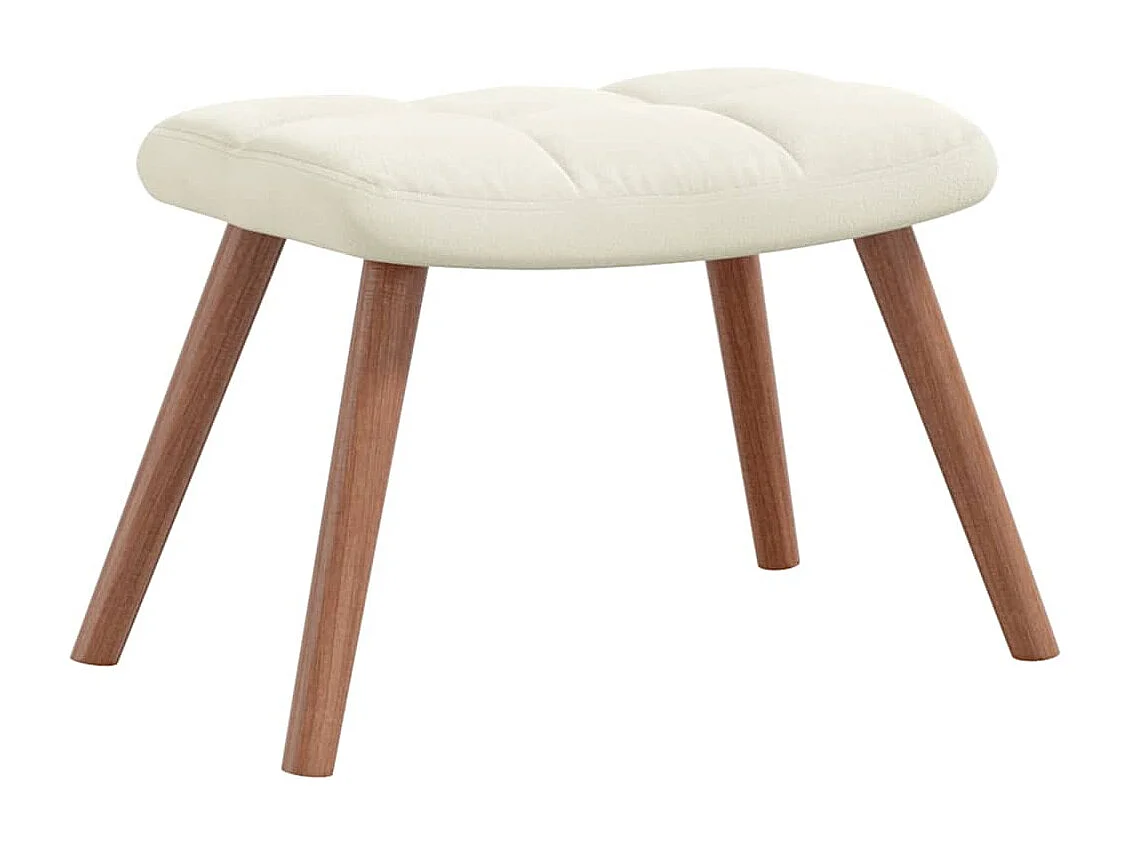 Relaxsessel mit Hocker | Lounge Sessel indoor Cremeweiß Samt SHL80082