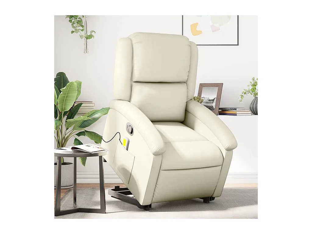 Sillón de relax | Sillón reclinable de masaje de pie cuero artificial color crema SHL6905