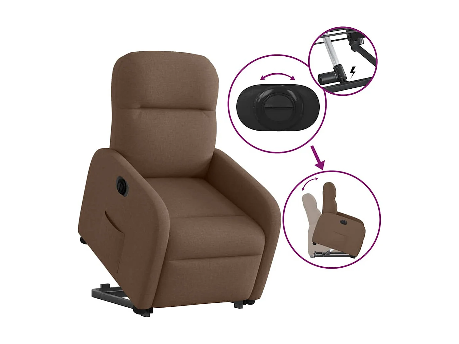 Relaxsessel mit Aufstehhilfe Elektrisch | Lounge Sessel indoor Braun Stoff SHL68986
