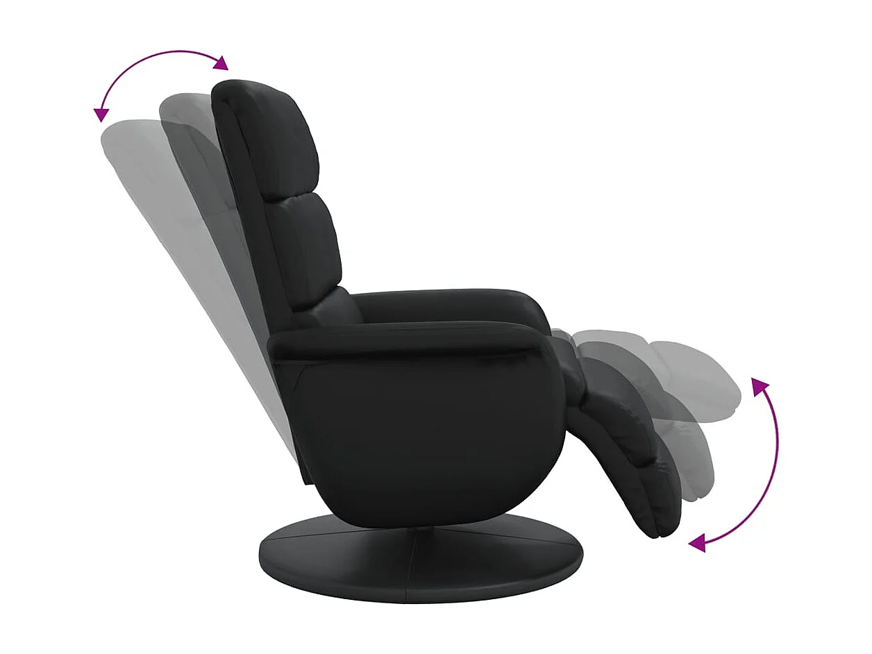 Fauteuil inclinable-Fauteuil salon avec repose-pieds noir similicuir SHL2390