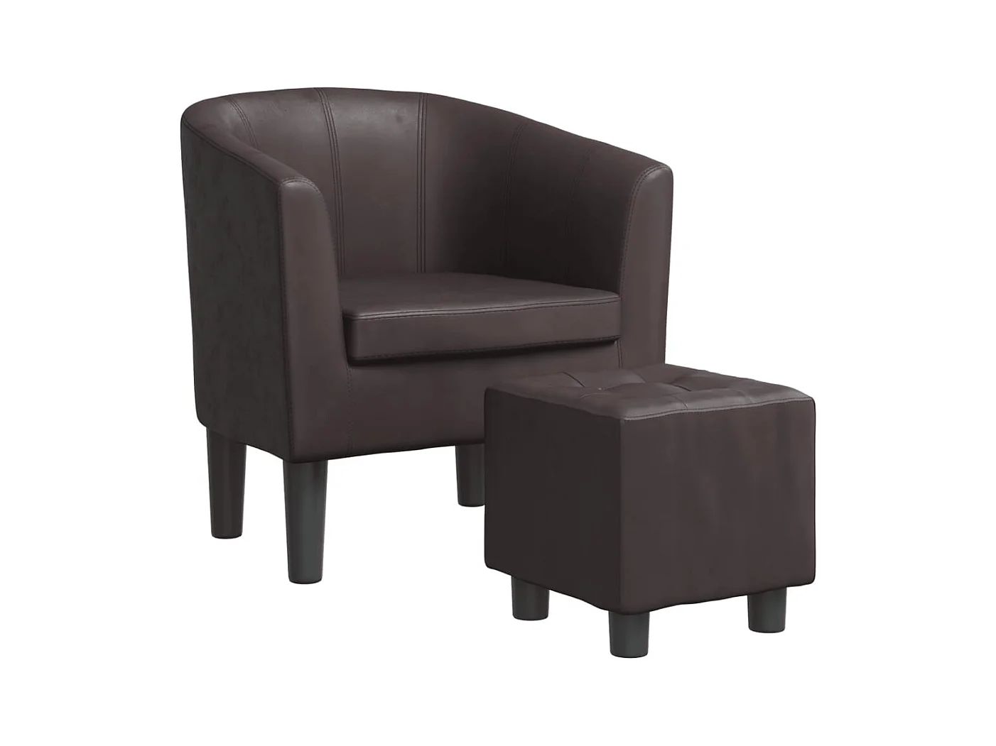 Sillón de salón | Silla de relax con taburete cuero sintético marrón SHL9280