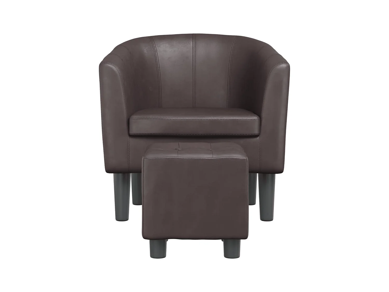 Sillón de salón | Silla de relax con taburete cuero sintético marrón SHL9280