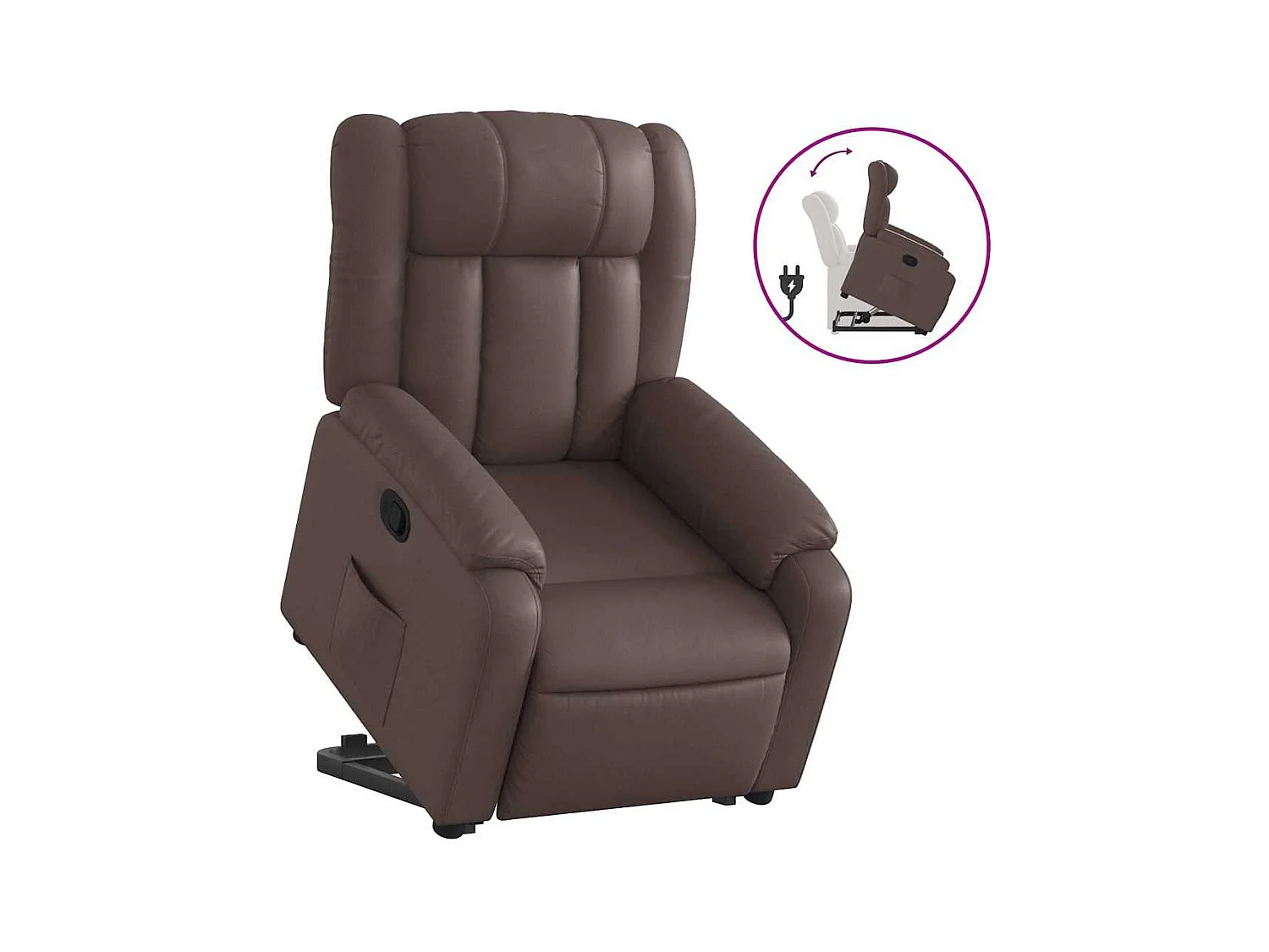 Sillón de relax | Sillón reclinable elevable cuero sintético marrón SHL7016