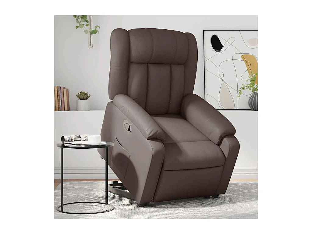 Sillón de relax | Sillón reclinable elevable cuero sintético marrón SHL7016