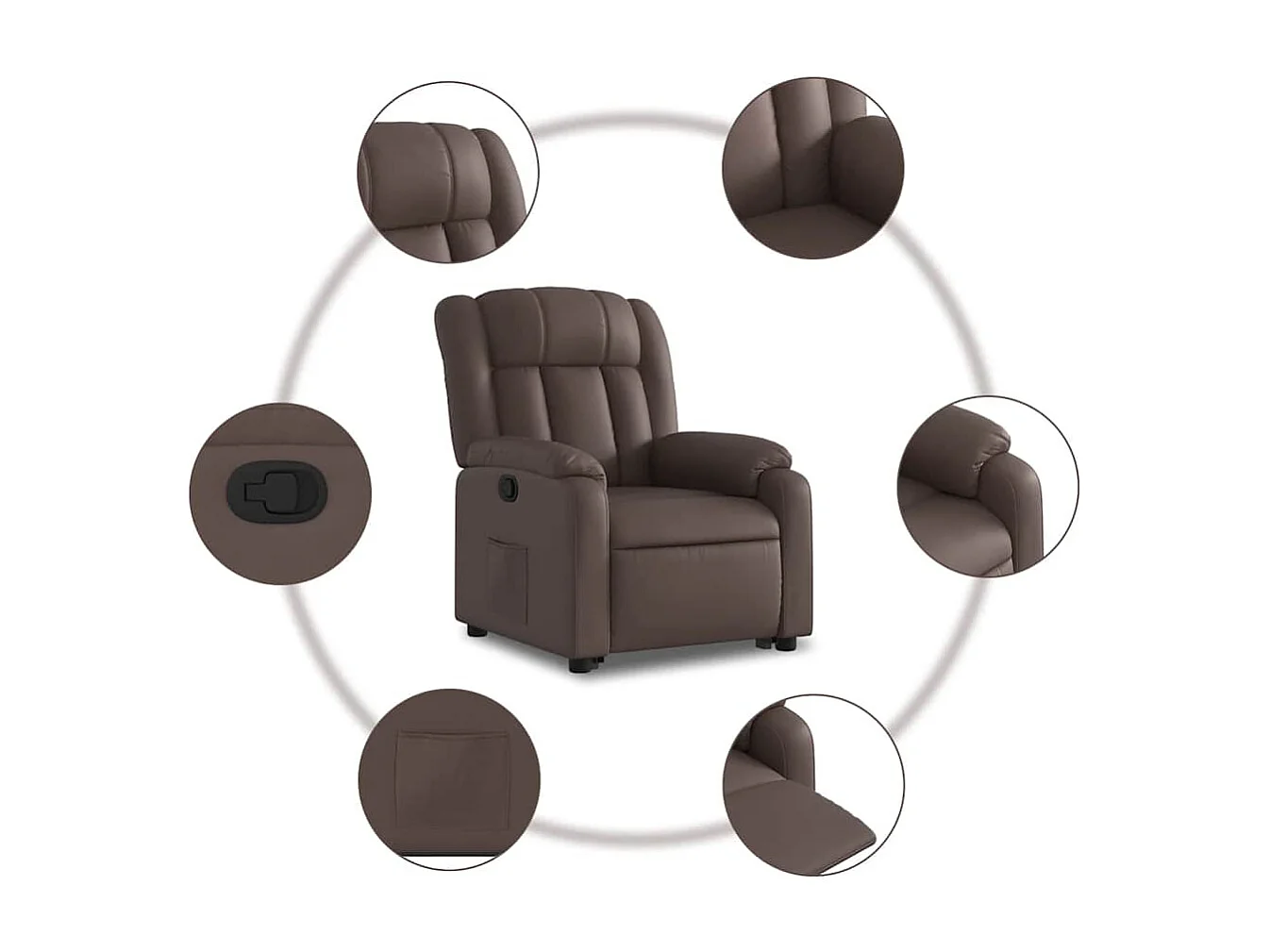Fauteuil inclinable-Chaise de relax-Fauteuil salon marron similicuir SHL1302