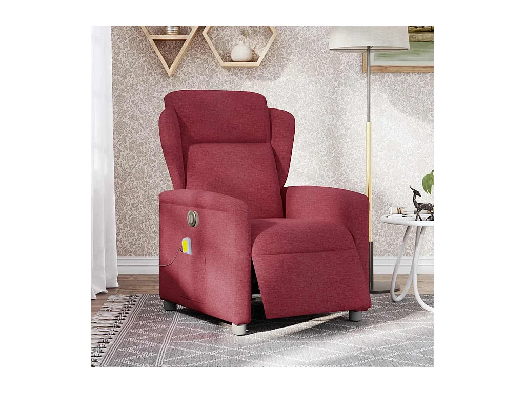 Fauteuil inclinable électrique-Fauteuil de massage de Salon Rouge bordeaux Tissu SHL5137