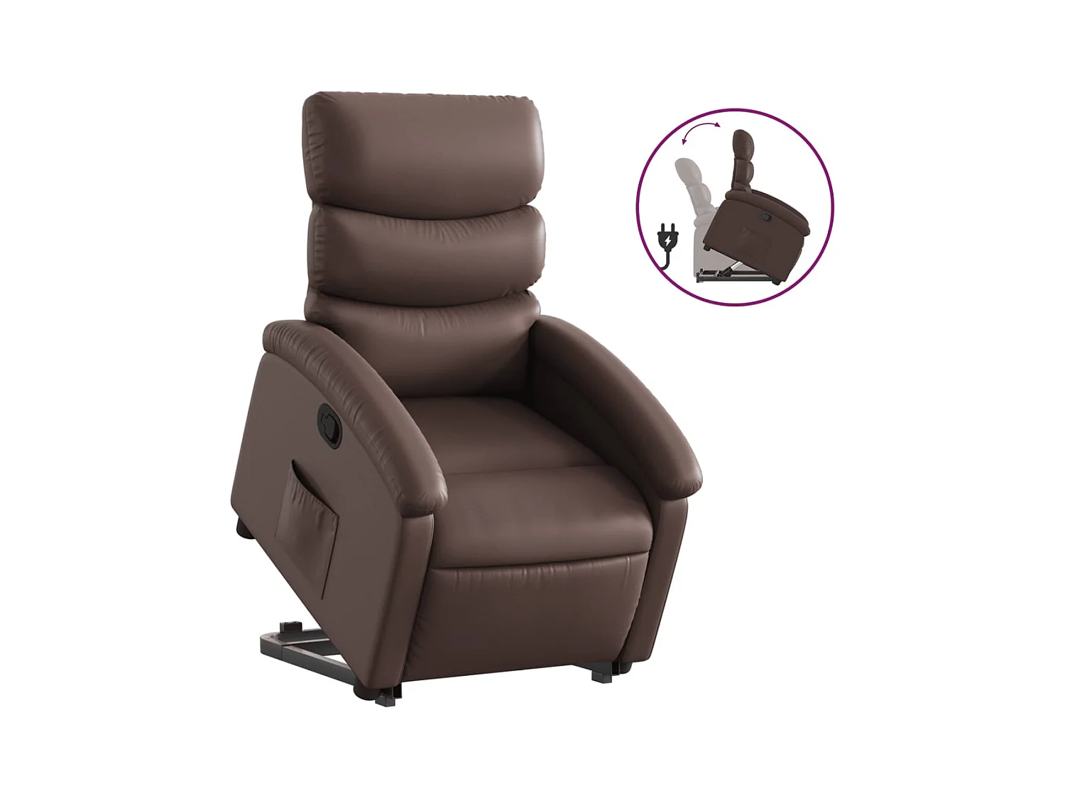 Fauteuil inclinable-Chaise de relax-Fauteuil salon marron similicuir SHL3364