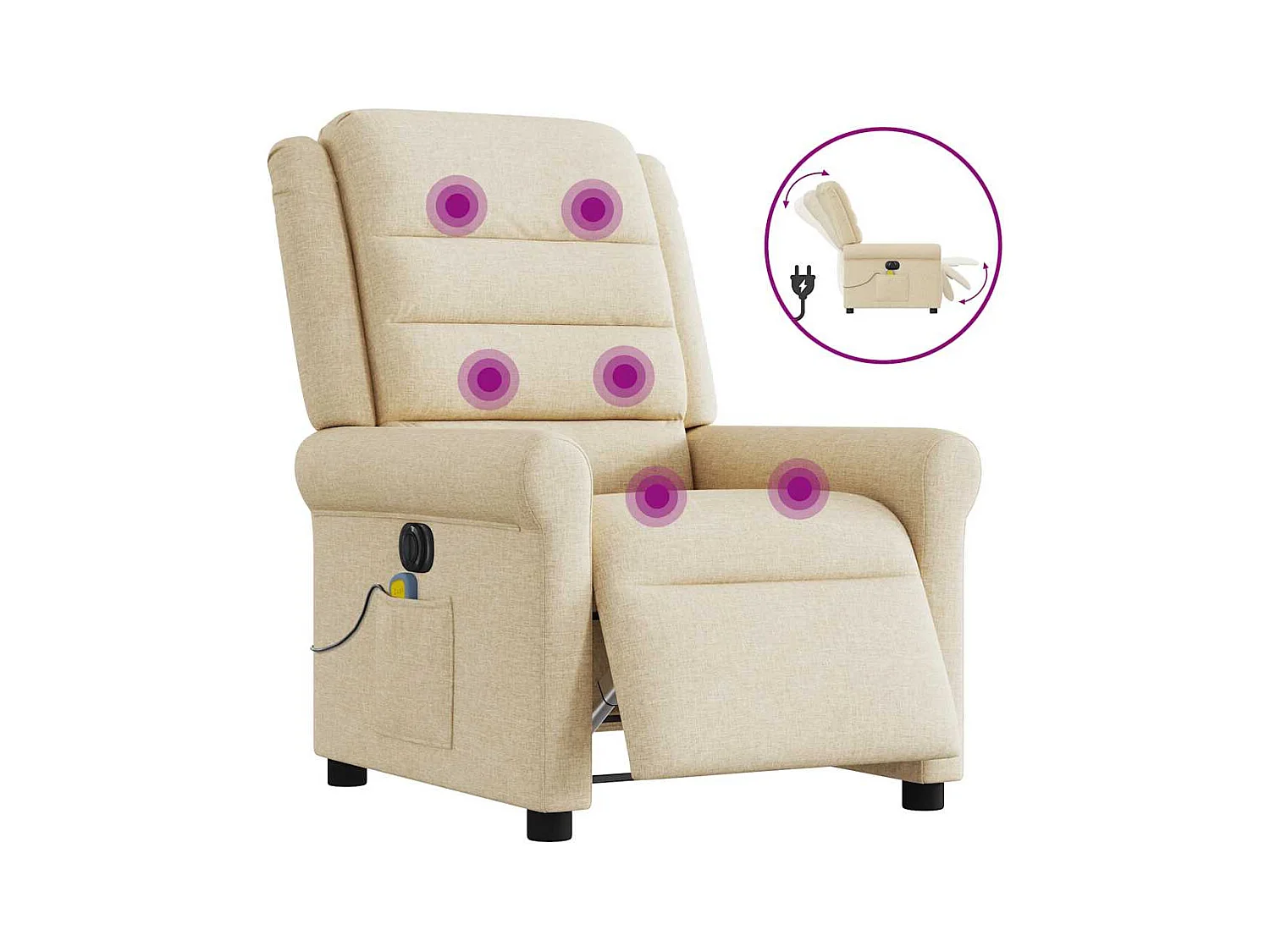 Sillón de relax | Sillón reclinable de masaje eléctrico tela color crema SHL5533