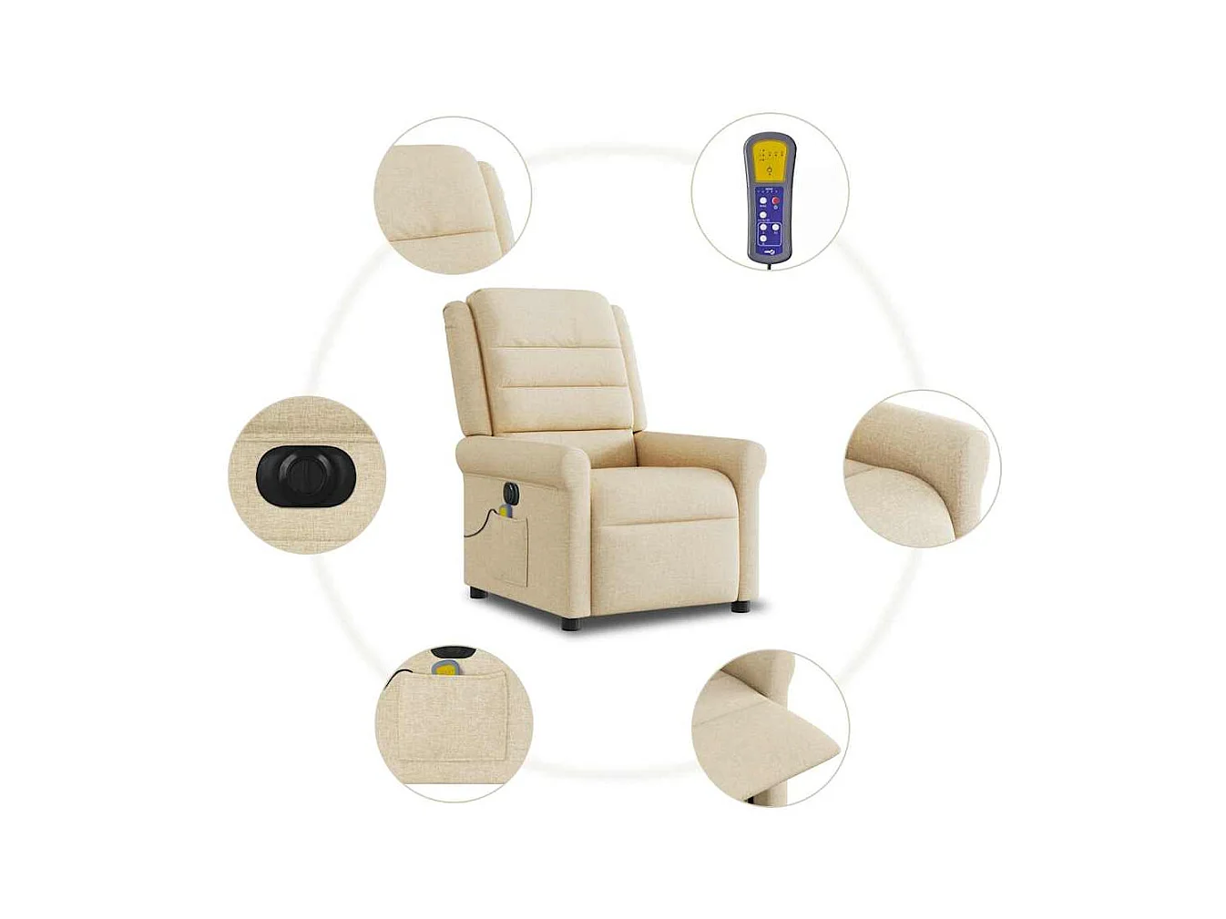 Sillón de relax | Sillón reclinable de masaje eléctrico tela color crema SHL5533