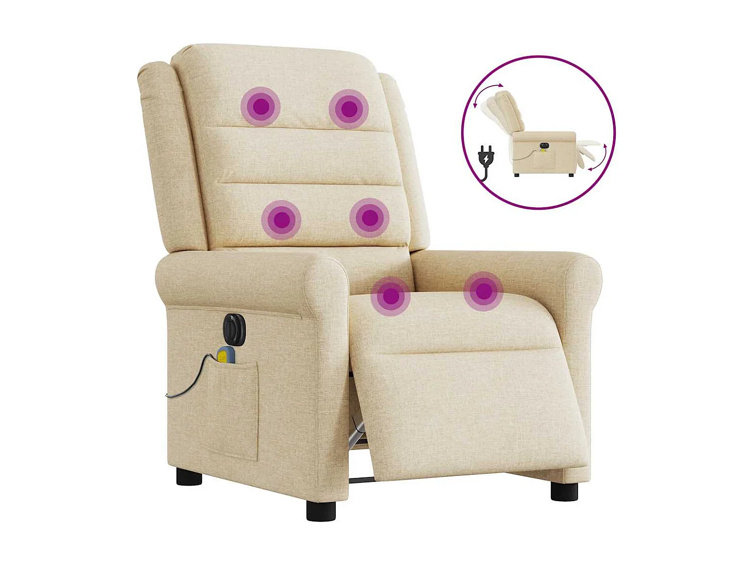 Fauteuil inclinable électrique-Chaise de relax-Fauteuil de Massage crème tissu SHL4545