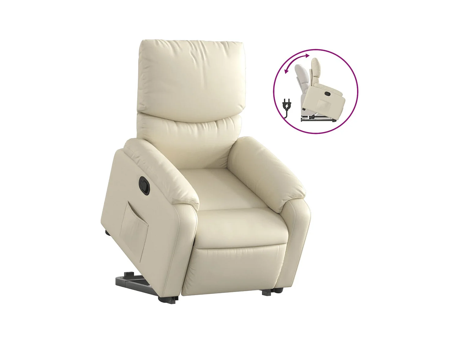 Sillón de relax | Sillón reclinable elevable cuero artificial color crema SHL7799