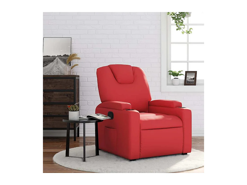 Sillón de relax | Sillón reclinable de cuero sintético rojo SHL7135