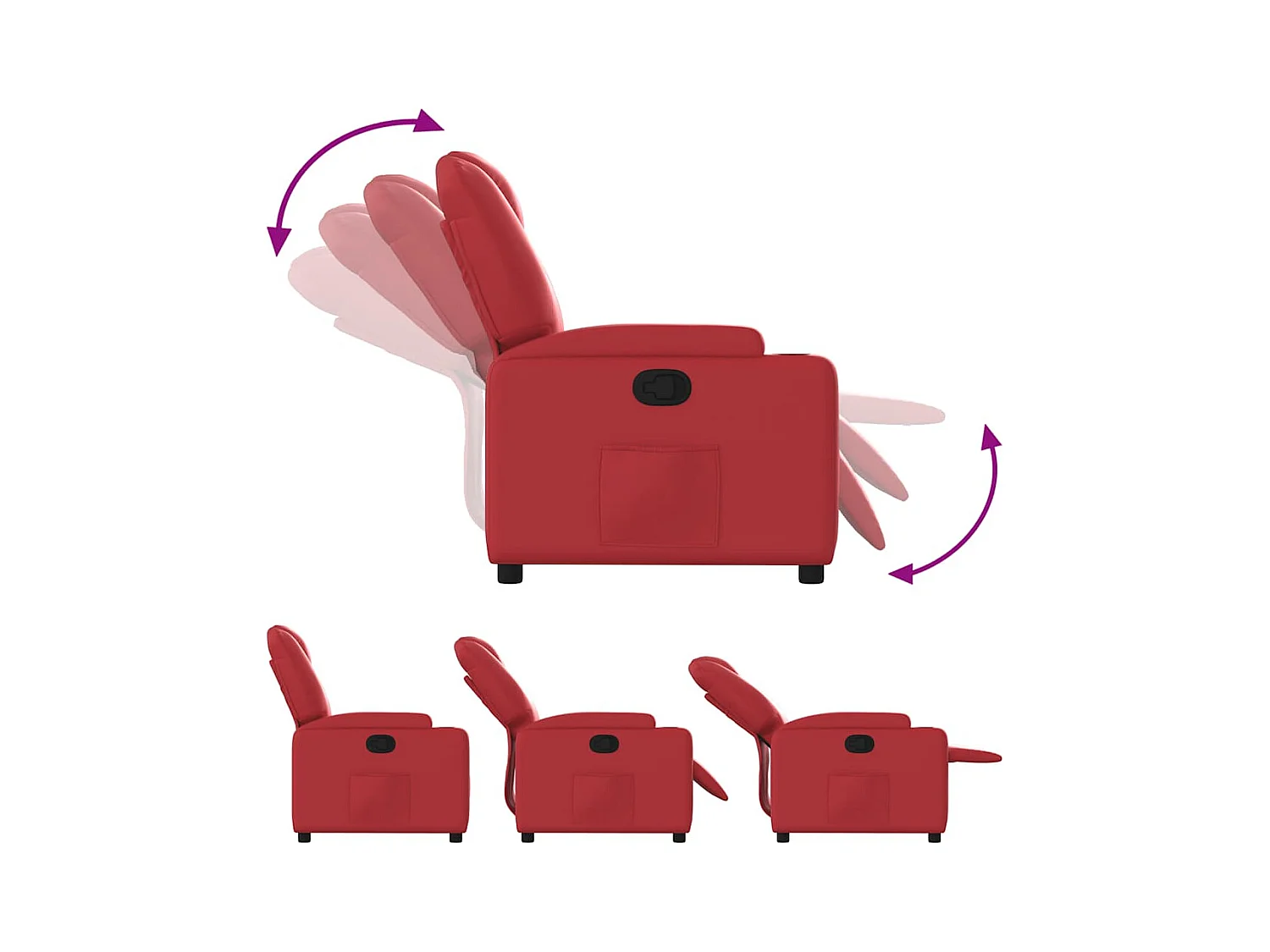 Sillón de relax | Sillón reclinable de cuero sintético rojo SHL7135