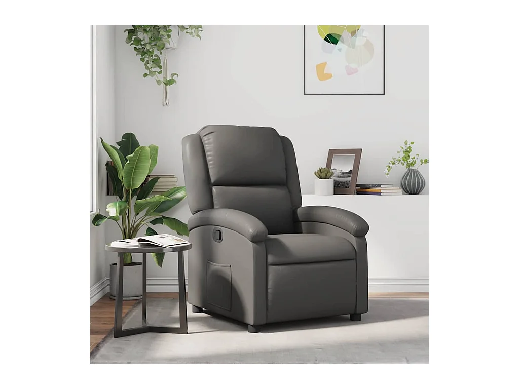 Sillón de relax | Sillón reclinable de cuero sintético gris SHL2953