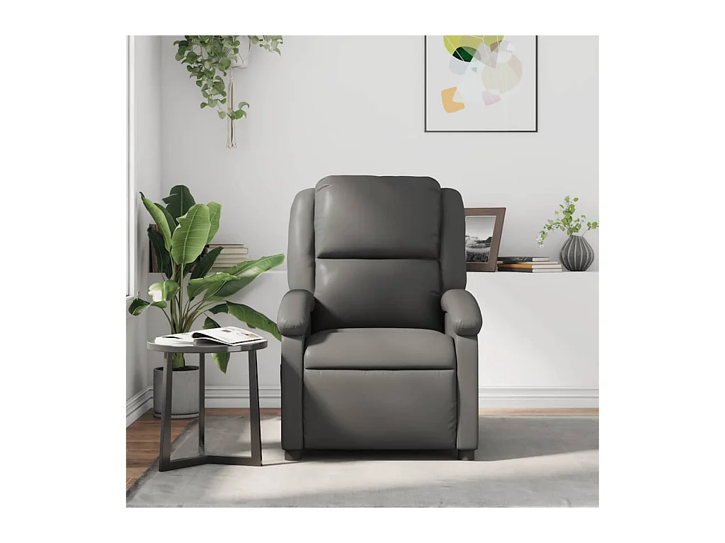 Sillón de relax | Sillón reclinable de cuero sintético gris SHL2953